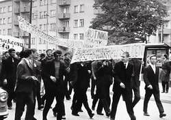 Students of the Polytechnic in the May Day march, 1968. Museum of the Wrocław University of Science and Technology