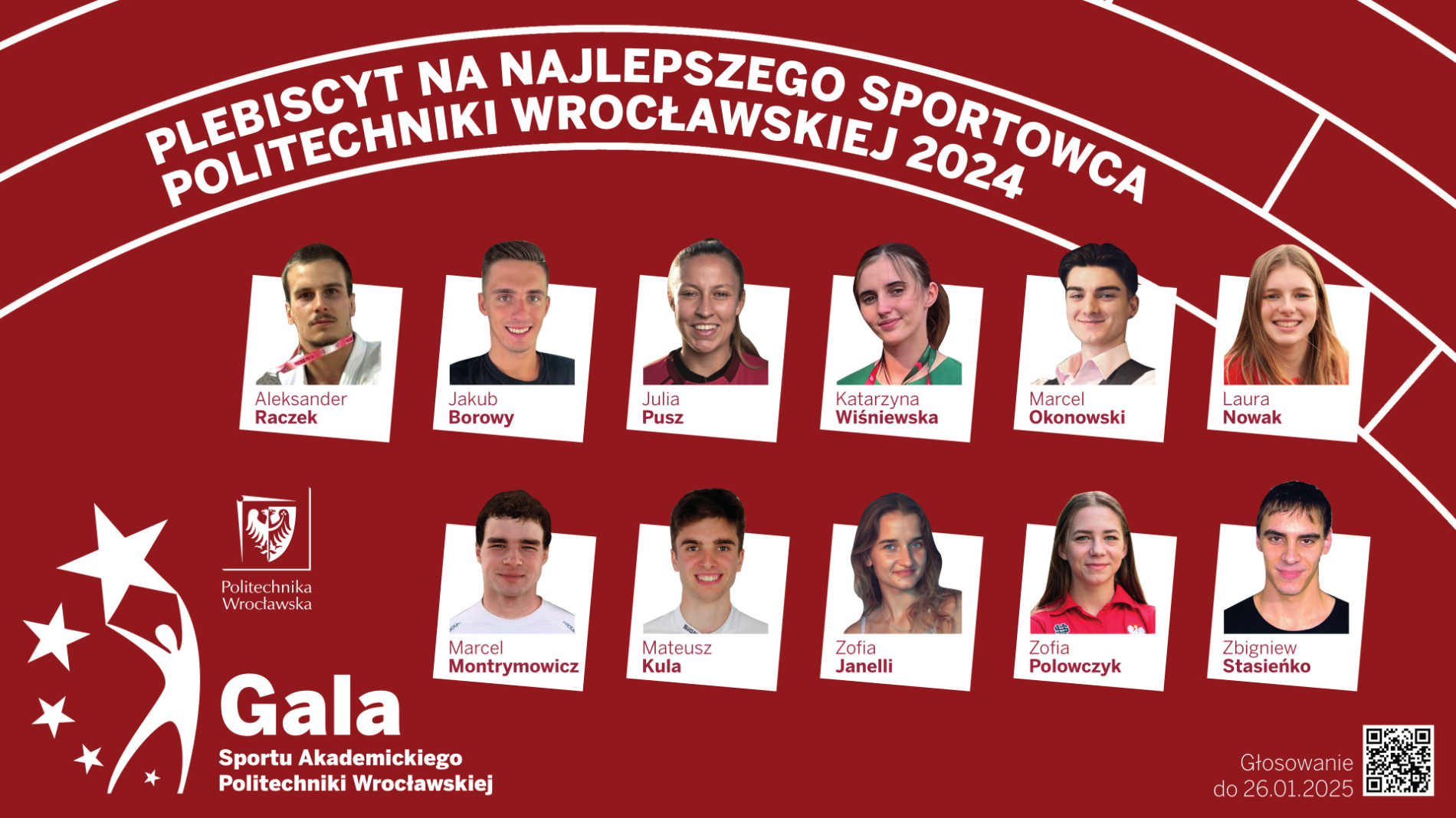 Grafika przedstawiająca zdjęcia kandydatów do tytułu sportowca roku