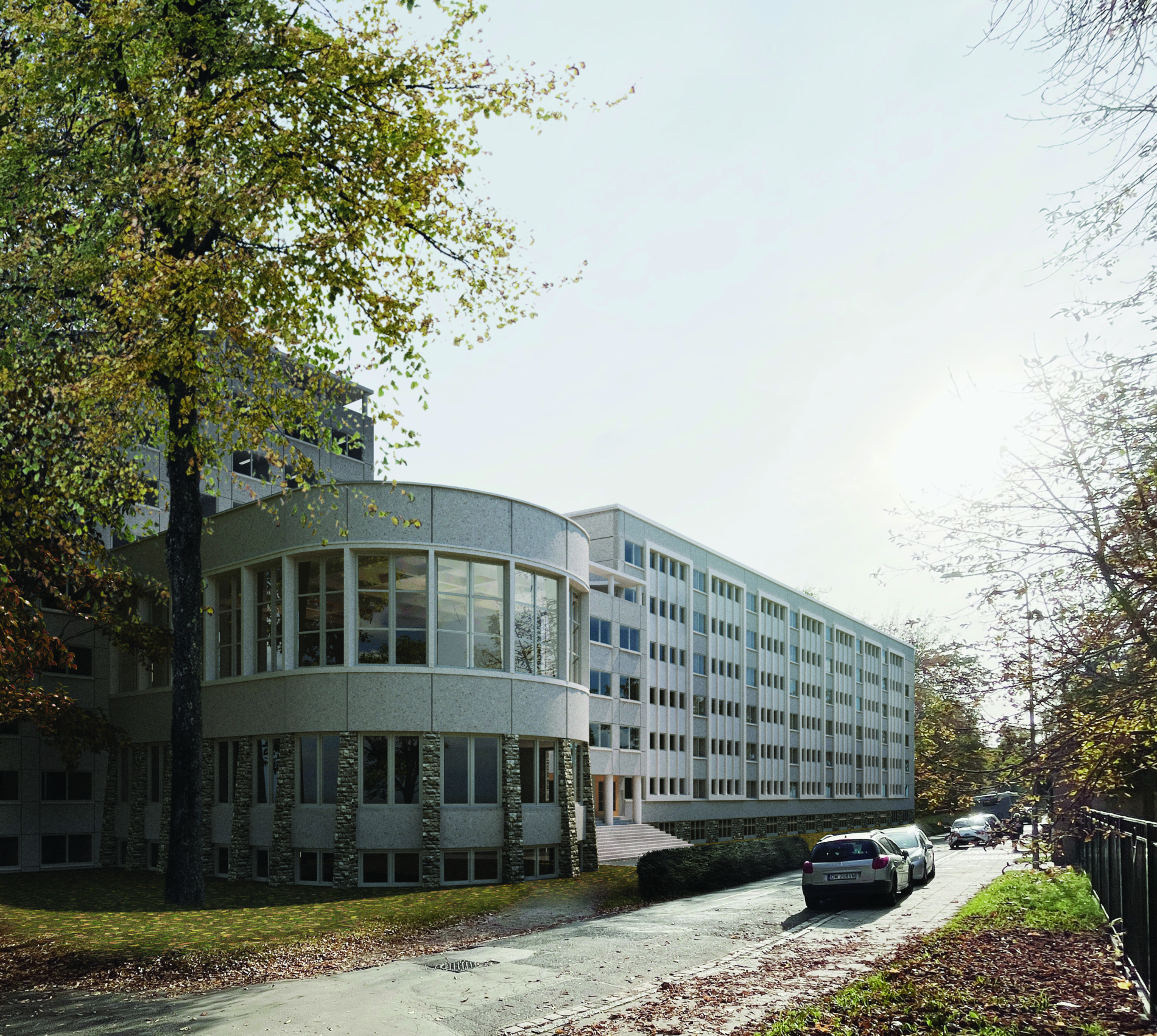 Wrocław, Dom Studenta, wizualizacja projektu A. Frydeckiego, autorzy: Łukasz Wojciechowski, Grzegorz Kaczmarowski, 2023