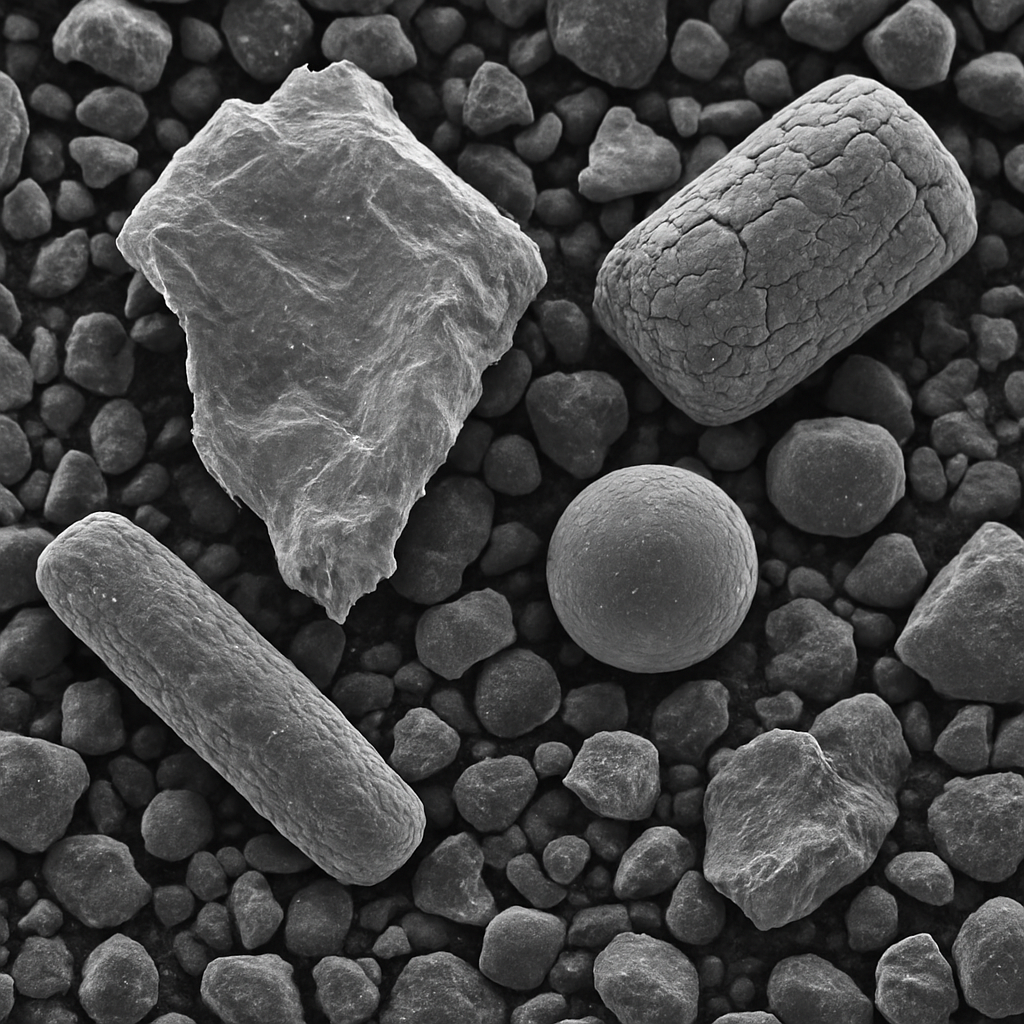 Cząsteczki mikroplastiku - zdjęcie mikroskopowe