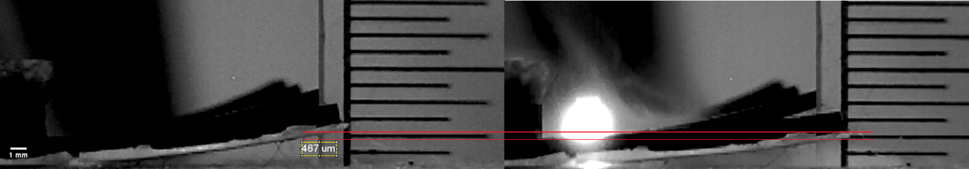 Ugięcie belki pod wpływem lasera - zdjęcie