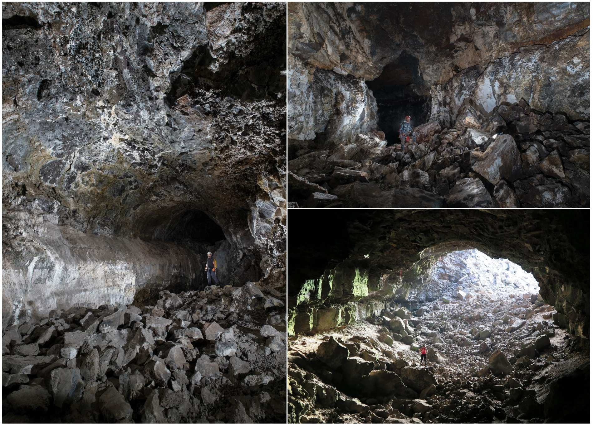 Wnętrze ziemskiej jaskini lawowej na wyspach kanaryjskich - zdjęcie