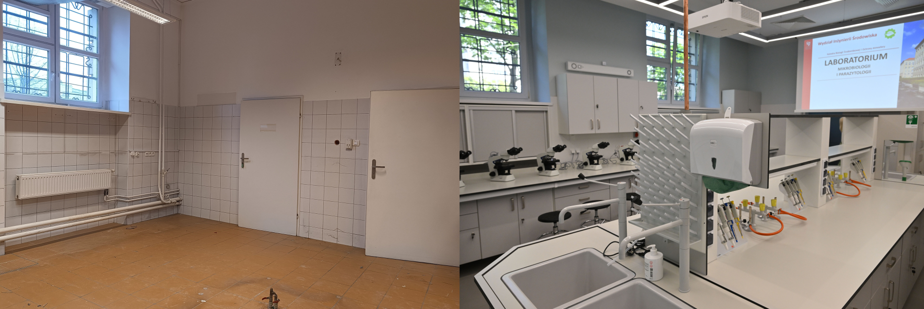 Laboratorium przed i po remoncie - zdjęcie