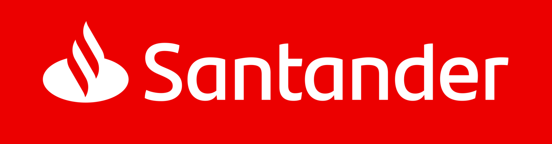 Biały napis Santander na czerwonym tle