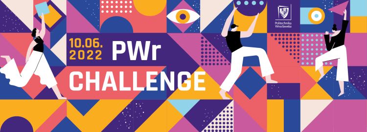 Kolorowa grafika z napisem PWr Challenge