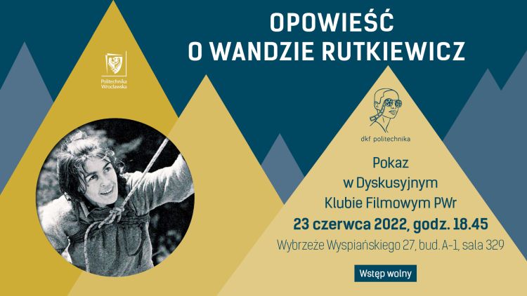 plakat pokazu ze zdjęciem Wandy Rutkiewicz